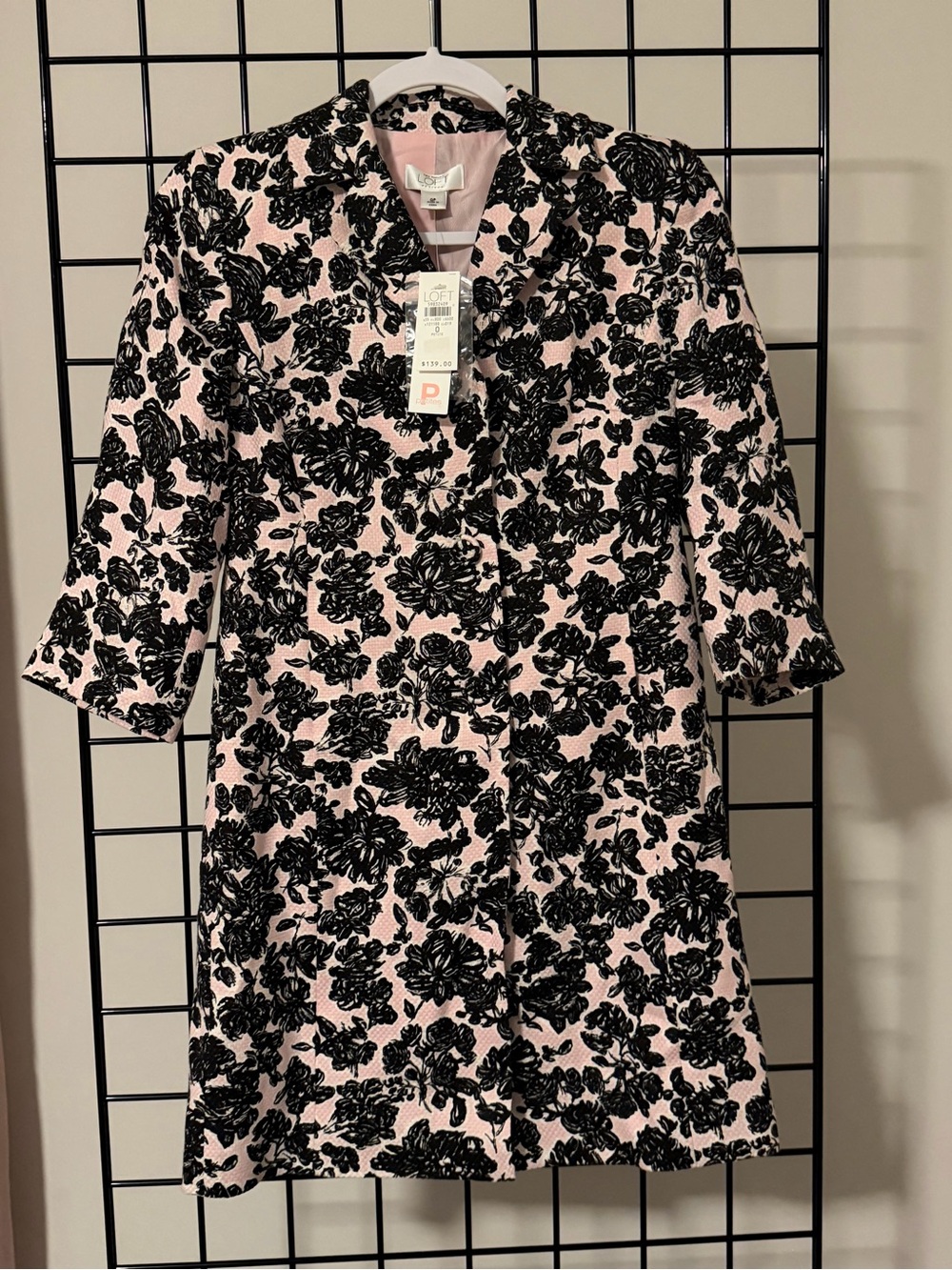 LOFT Pink and Black Floral Dress